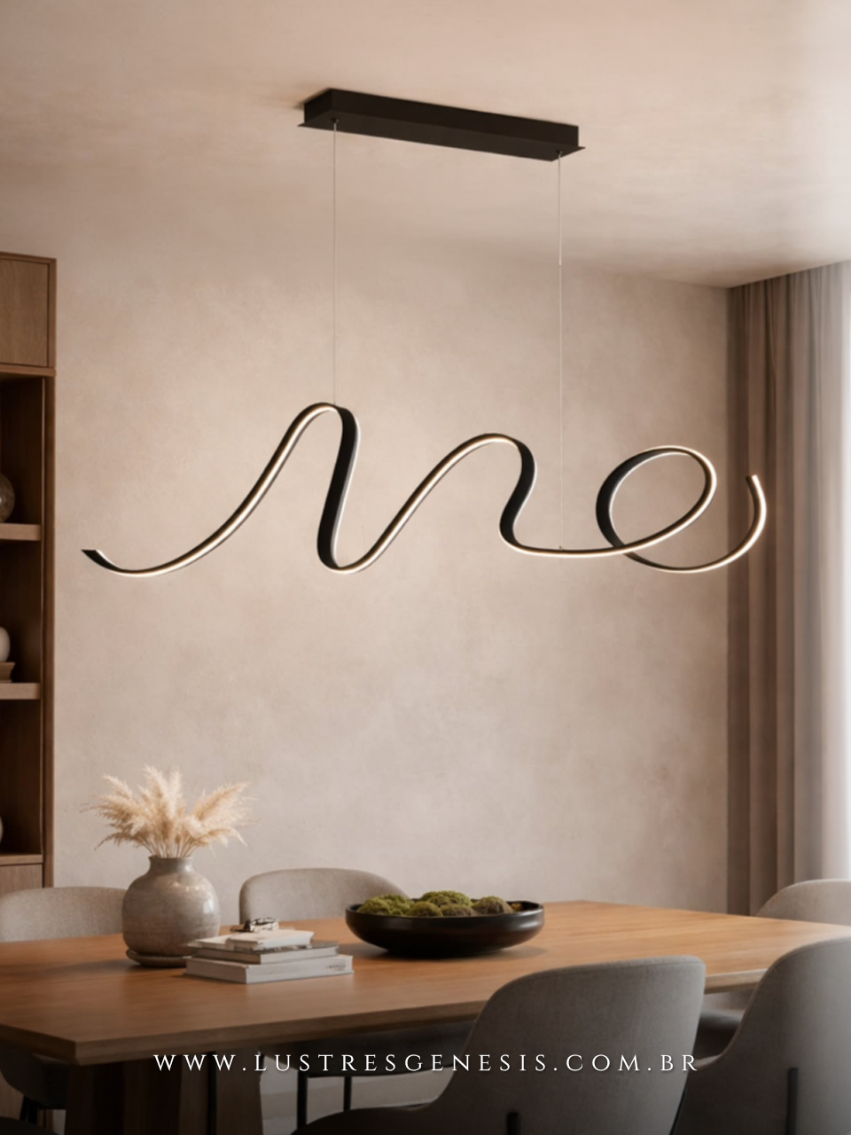Lustre Pendente de LED Moderno 160cm Preto Lustres Genesis loja online de Lustres e Iluminação Decorativa